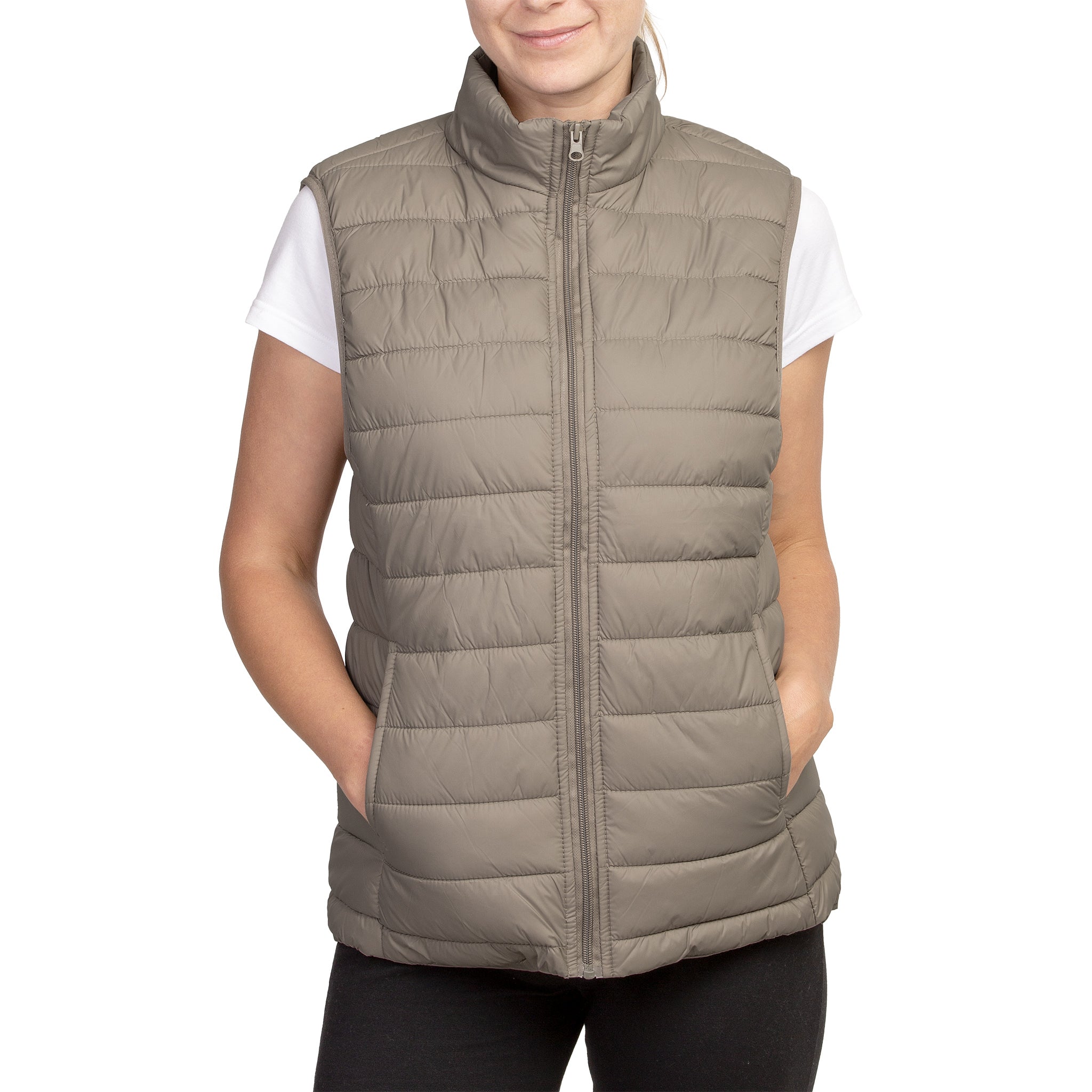 Sofra Womens Puff Vest (Spv200) - BlackOatTaupe